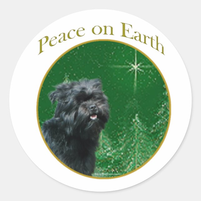 Affenpinscher Peace Runt Klistermärke (Framsida)