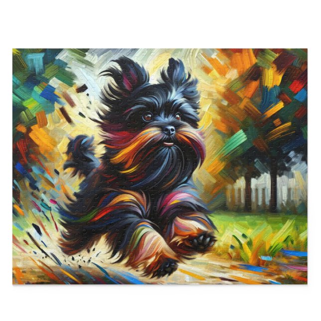 Affenpinscher Pussel: Belgisk Monkey Terrier Pusse Pussel (Whimsical Belge Affenpinscher Acrylic Style Art Print)