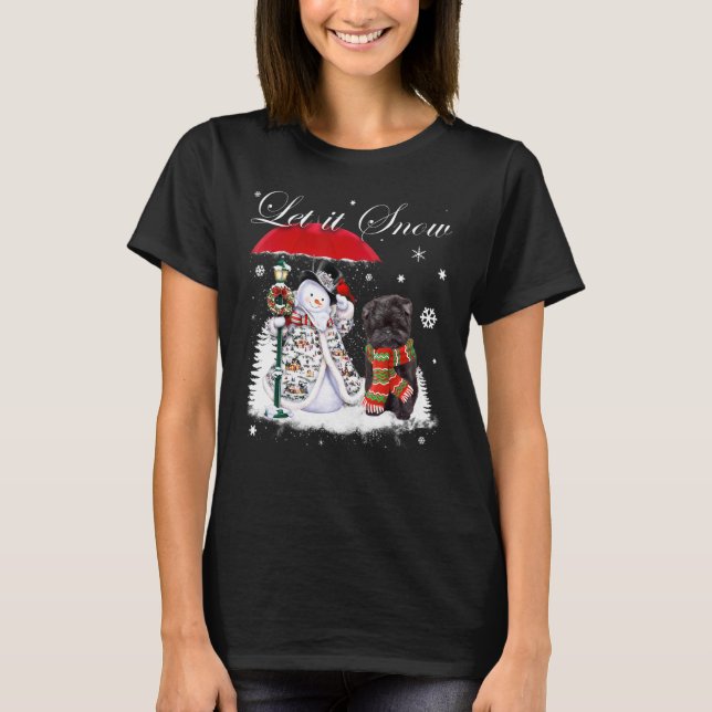 Affenpinscher Santa Hund jul Snögubbe Julafton Paj T Shirt (Framsida)