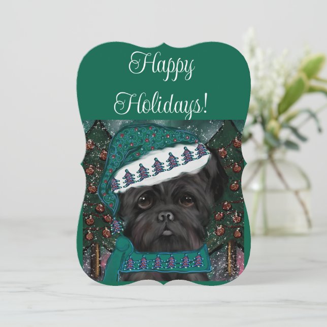 Affenpinscher Santa Kort (Stående Fram)