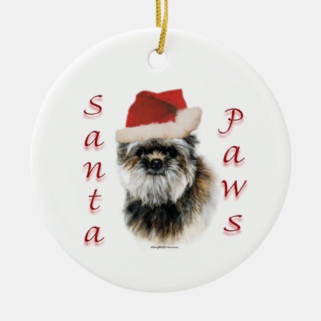 Affenpinscher Santa Tassar Julgransprydnad Keramik (Framsidan)