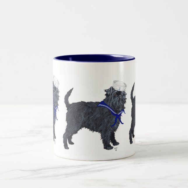Affenpinscher Sjöman Två-Tonad Mugg (Center)
