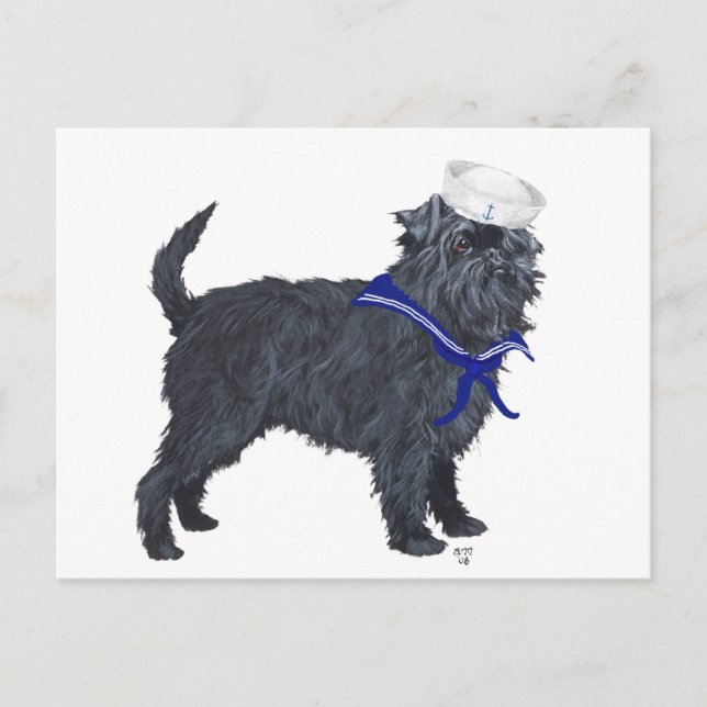Affenpinscher Sjöman Vykort (Framsida)