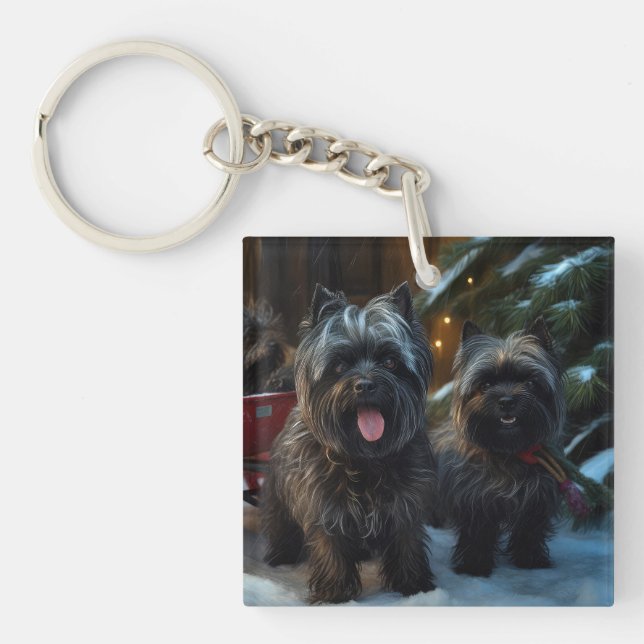 Affenpinscher Snöig slädfärd juldekoration (Framsidan)