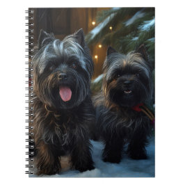 Affenpinscher Snöig slädfärd juldekoration Anteckningsbok