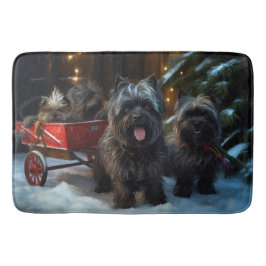 Affenpinscher Snöig slädfärd juldekoration Badrumsmatta