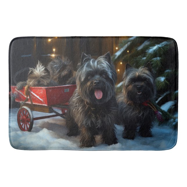 Affenpinscher Snöig slädfärd juldekoration Badrumsmatta (Framsidan)