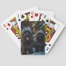Affenpinscher Snöig slädfärd juldekoration Casinokort