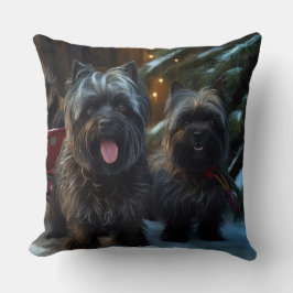 Affenpinscher Snöig slädfärd juldekoration Kudde