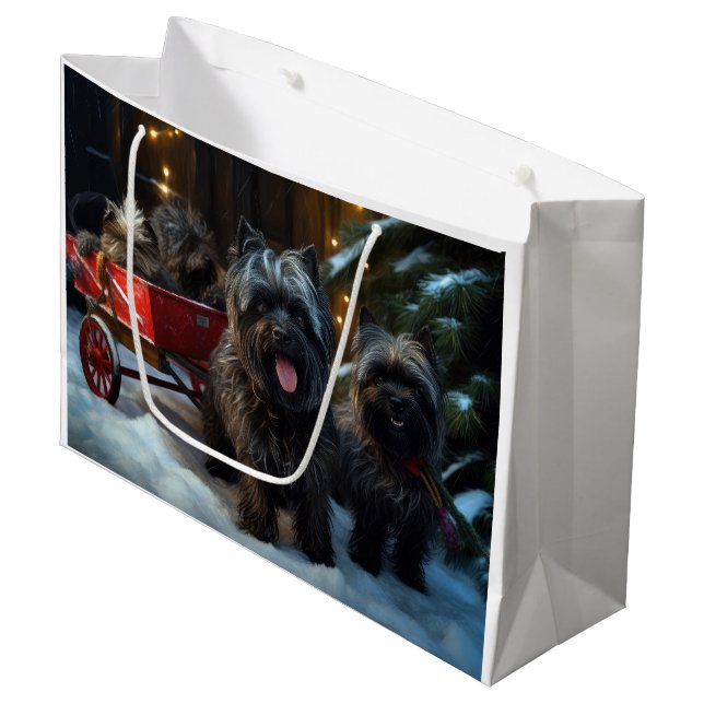 Affenpinscher Snowy Sleigh Ride Juldekretet (Framsidan Vinklad)