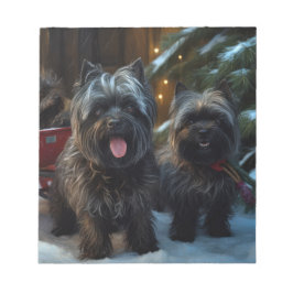 Affenpinscher Snowy Sleigh Ride Juldekretet Anteckningsblock