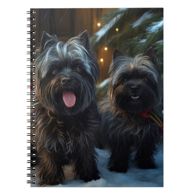 Affenpinscher Snowy Sleigh Ride Juldekretet Anteckningsbok (Framsidan)