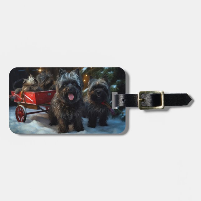 Affenpinscher Snowy Sleigh Ride Juldekretet Bagagebricka (Horisontell Framsida)