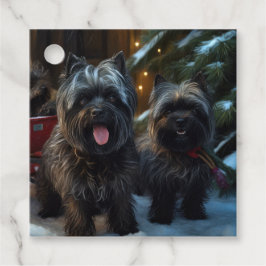 Affenpinscher Snowy Sleigh Ride Juldekretet Gåvor Etiketter