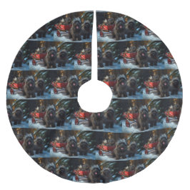 Affenpinscher Snowy Sleigh Ride Juldekretet Julgransmatta Borstad Polyester