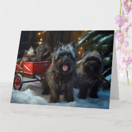 Affenpinscher Snowy Sleigh Ride Juldekretet Kort