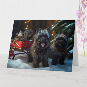 Affenpinscher Snowy Sleigh Ride Juldekretet Kort