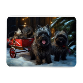 Affenpinscher Snowy Sleigh Ride Juldekretet Magnet