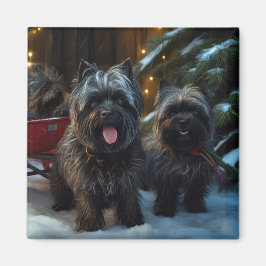 Affenpinscher Snowy Sleigh Ride Juldekretet Magnet