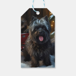 Affenpinscher Snowy Sleigh Ride Juldekretet Presentetikett