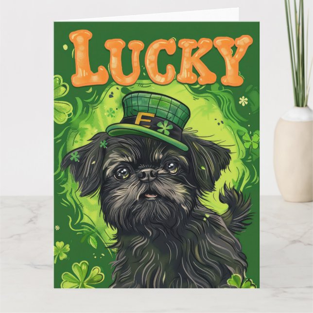 Affenpinscher St. Patrick's Day klänning Kort (Framsida)
