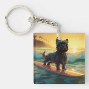 Affenpinscher Strand Surfing Målning