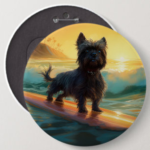 Affenpinscher Strand Surfning Målning Knapp