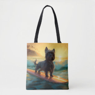 Affenpinscher Strand Surfning Målning Tygkasse