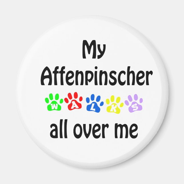 Affenpinscher Walks Design Magnet (Framsidan)