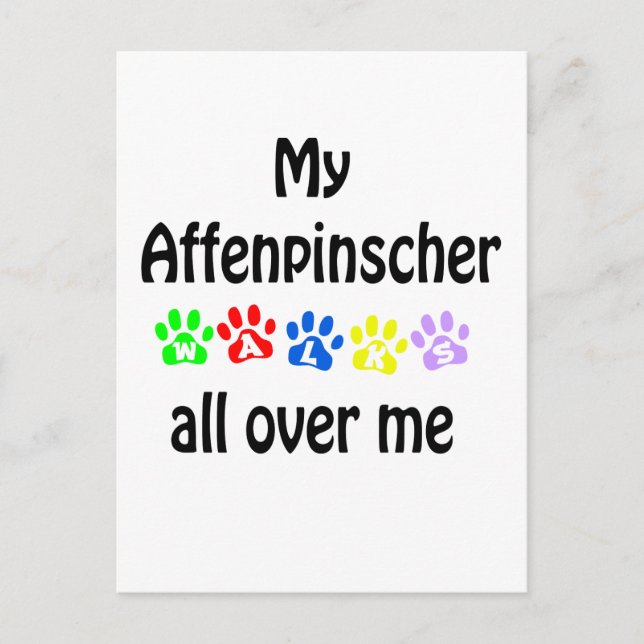 Affenpinscher Walks Design Vykort (Framsida)