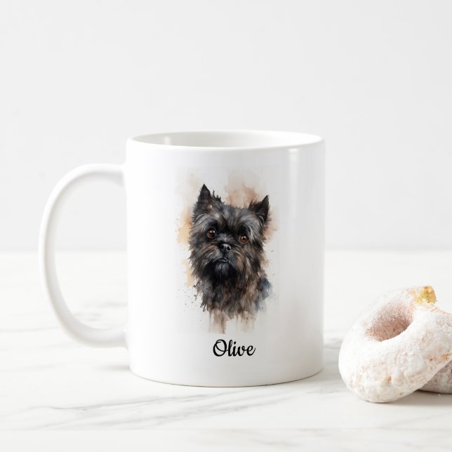 Affenpinscher Watercolor Art Customized Kaffemugg (Med munk)