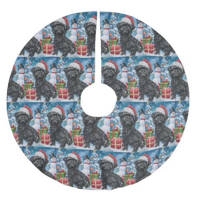 Affenpinscher Winter Wonderland jul Joy Julgransmatta Borstad Polyester (Framsidan)