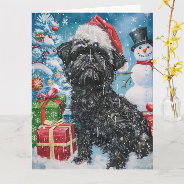 Affenpinscher Winter Wonderland jul Joy Kort (Gul blomma)