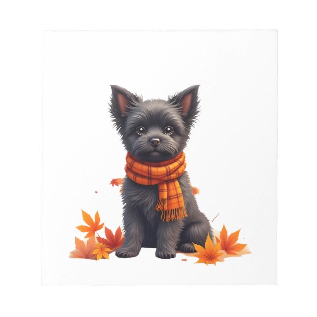 Affenpinscher With Heart Made Of Autumn Leaves Anteckningsblock (Framsida)