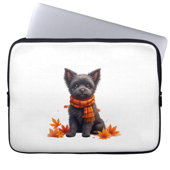 Affenpinscher With Heart Made Of Autumn Leaves Laptop Fodral (Framsidan)