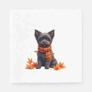 Affenpinscher With Heart Made Of Autumn Leaves Pappersservett