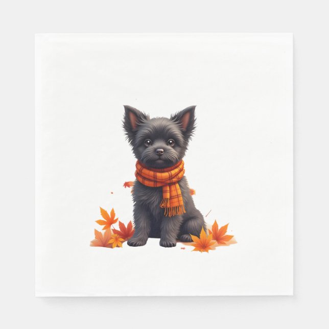 Affenpinscher With Heart Made Of Autumn Leaves Pappersservett (Framsidan)