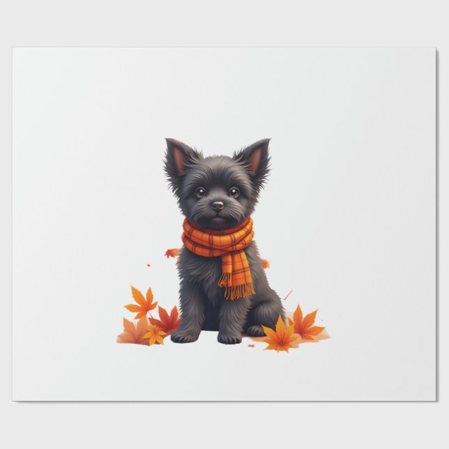 Affenpinscher With Heart Made Of Autumn Leaves Presentpapper (Platt)