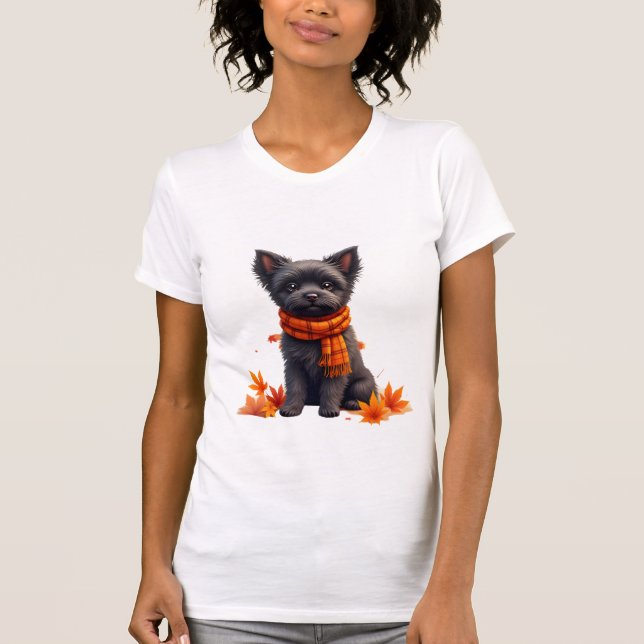 Affenpinscher With Heart Made Of Autumn Leaves T Shirt (Framsida)