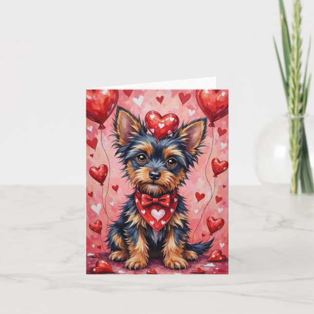 Affenpinscher with Red Hearts Valentine's Day Kort (Framsida)