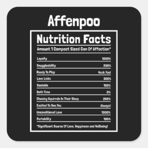 Affenpoo Nutrition Facts Rolig hund Gift Fyrkantigt Klistermärke