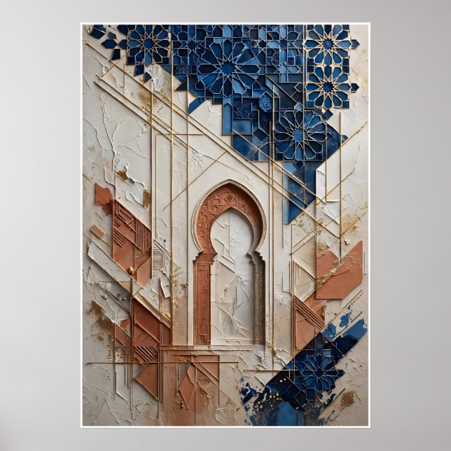 Affiche Architecture Marocaine Bleu et Ocre Poster (Framsidan)