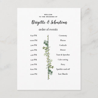 affiche blanche rustique mariage du jour ordre du  inbjudningar