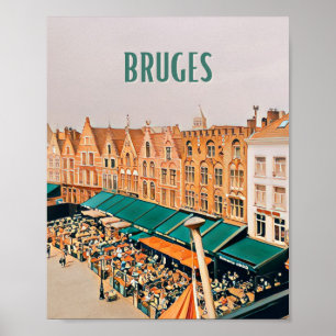 Affiche Bruges Belgique Photo Vintage Poster