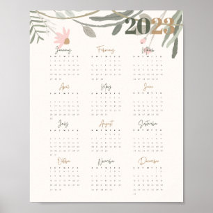Affiche Calendrier 2023 BLOMMIGT PASTEL - ANGLAIS Poster