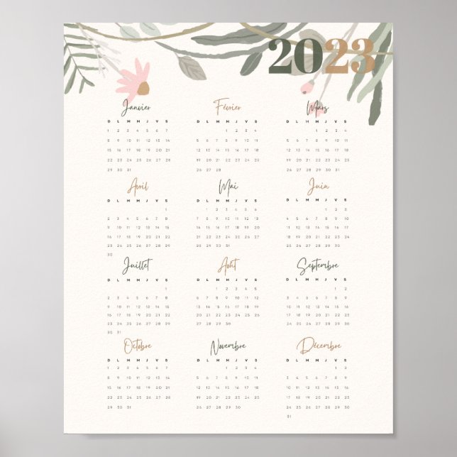 Affiche Calendrier 2023 BLOMMIGT PASTEL - FR Poster (Framsidan)