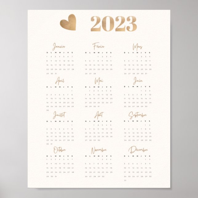 Affiche Calendrier 2023 COEUR Version Française Poster (Framsidan)