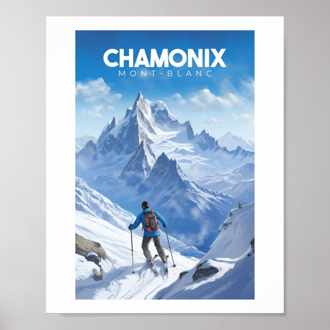 Affiche Chamonix - France - Mont-blanc illustratio Poster (Framsidan)