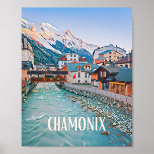 Affiche Chamonix Station de ski Poster