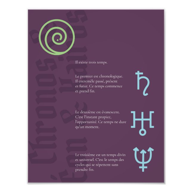 Affiche Chronos, Éon & Kairos Fototryck (Framsidan)